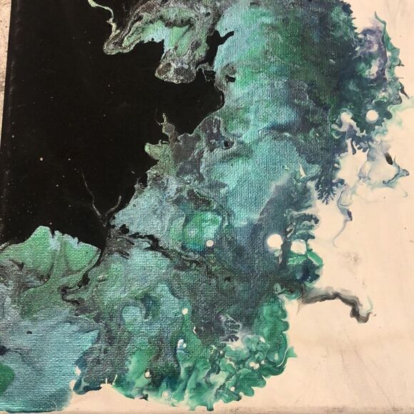 Malicifient Black + Green Acrylic Pour Canvas - Picture 2 of 4